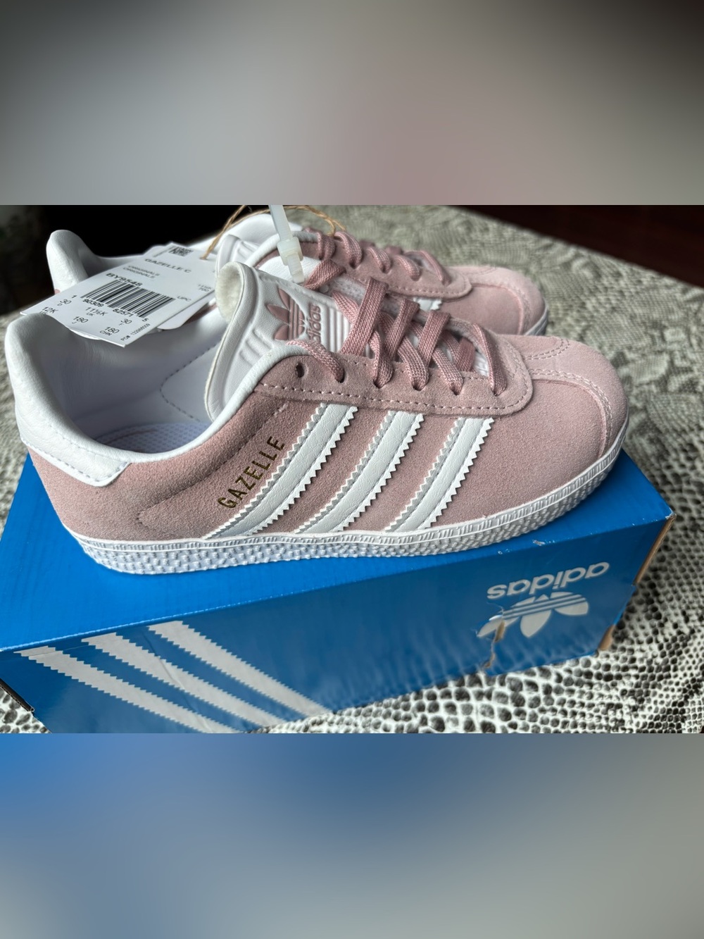 Adidas Gazelle C kids size 12K, BNWT, pink white